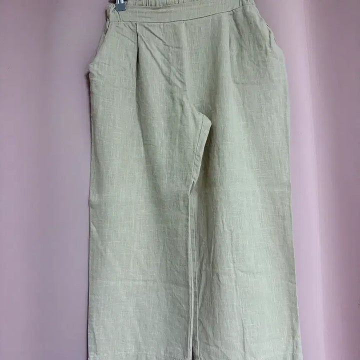 [BUNJANG] Beige Linen Wide Banding Pants / 베이지 린넨 와이드 밴딩 팬츠