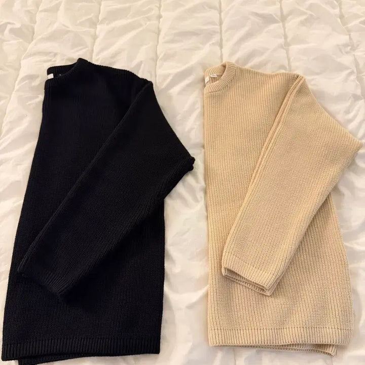 [BUNJANG] Uniqlo U Crew Neck Sweater - Black and Natural / 유니클로u 26ss 크루넥스웨터 m