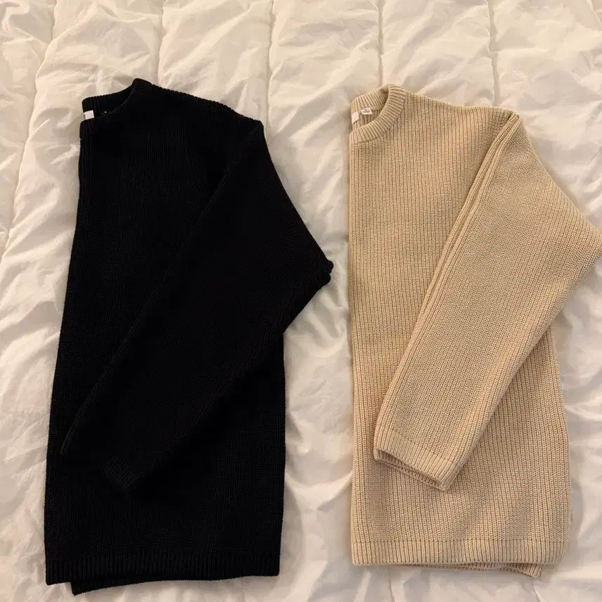[BUNJANG] Uniqlo U Crew Neck Sweater - Black and Natural / 유니클로u 26ss 크루넥스웨터 m