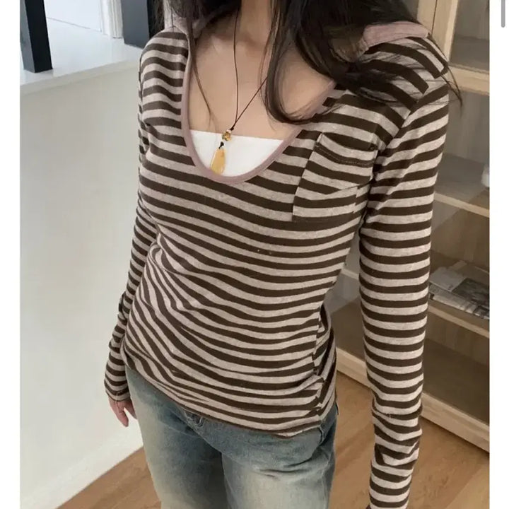 [BUNJANG] Striped Long Sleeve Vintage Y2K Top / 스트라이프 롱슬리브 빈티지 Y2K