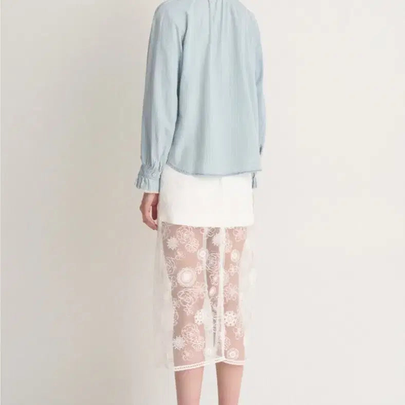 [BUNJANG] Mine 25SS Ruffled Denim Blouse / 한섬 마인 mine 25ss 러플 데님 블라우스 55