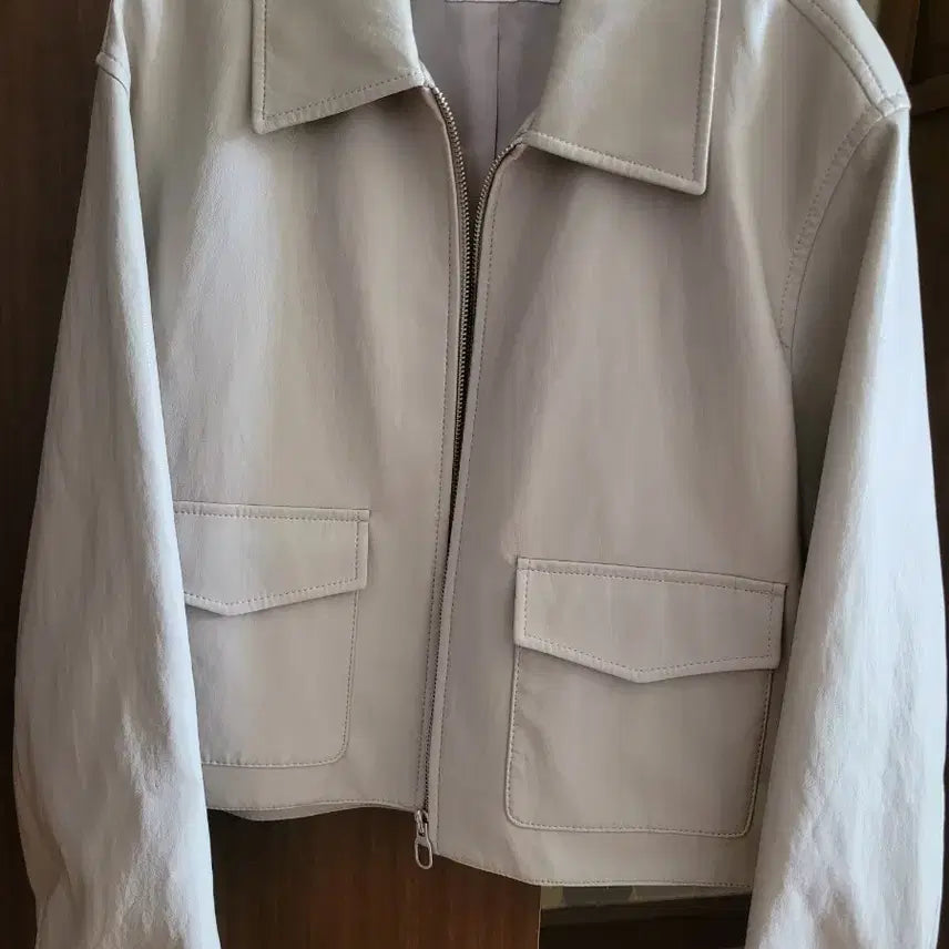 [BUNJANG] List Out Pocket Zip-Up Leather Jumper / 리스트 아웃 포켓 집업 레더 점퍼 55