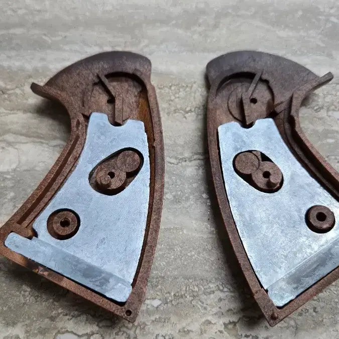 [BUNJANG] Tanaka Colt Python Checkered Wood Grip / 다나카 콜트 파이슨용 오버사이즈 체커드 우드그립 (무게추 내장)