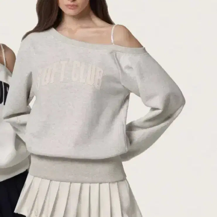 [BUNJANG] Clicheria 25 Soft Line One-Shoulder Sweatshirt / 클리시어 25 소프트 라인 원숄더 맨투맨