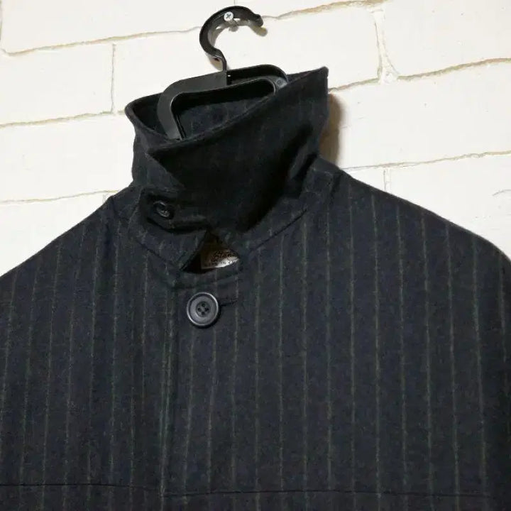 [BUNJANG] Fox Brothers Striped Balmacaan Coat / 폭스 브라더스 스트라이프 발마칸 코트
