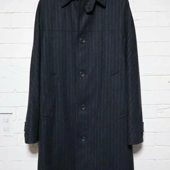 [BUNJANG] Fox Brothers Striped Balmacaan Coat / 폭스 브라더스 스트라이프 발마칸 코트