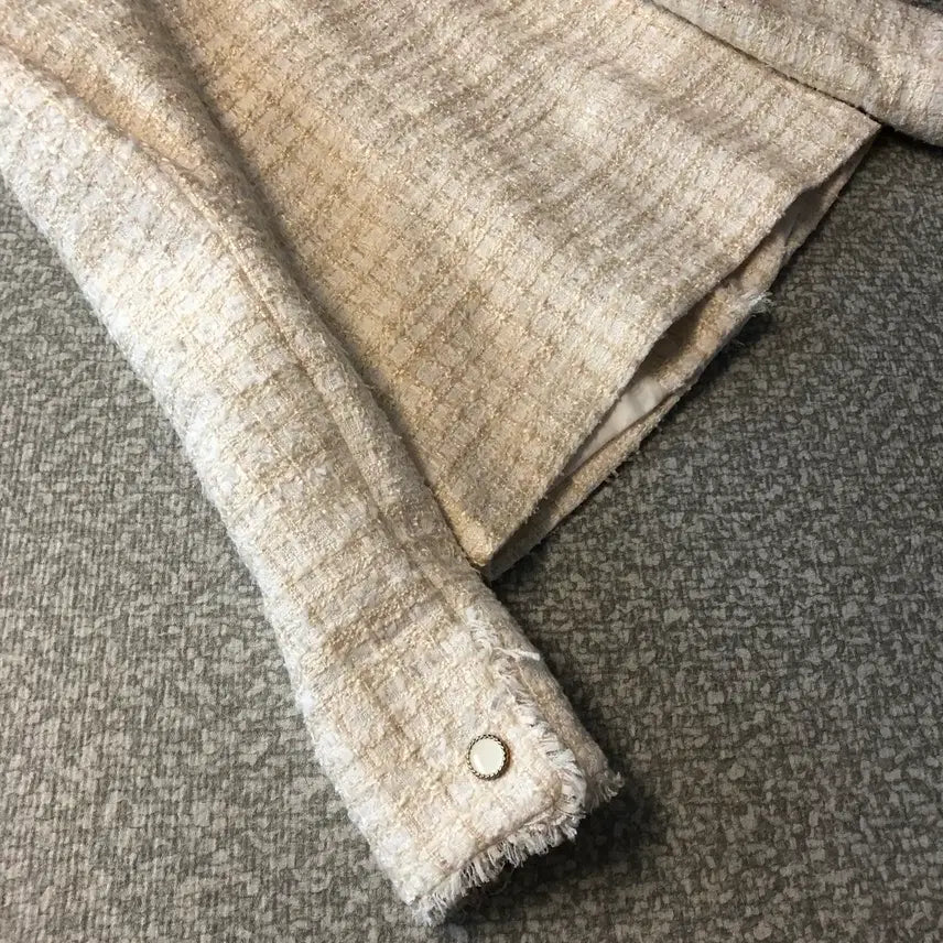 [BUNJANG] Ivory Tweed Jacket / 라운드 노카라 트위드 자켓 올드머니룩 출근룩 아이보리 크림