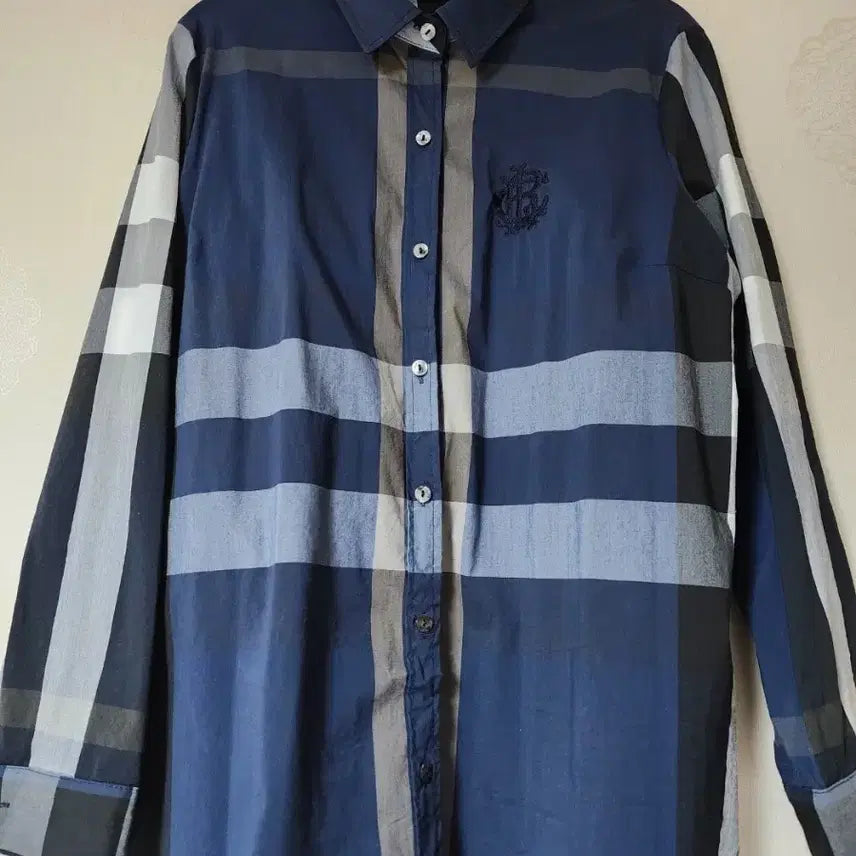 [BUNJANG] Navy Check Long-Sleeve Shirt / 체크 긴팔 남방 셔츠 네이비