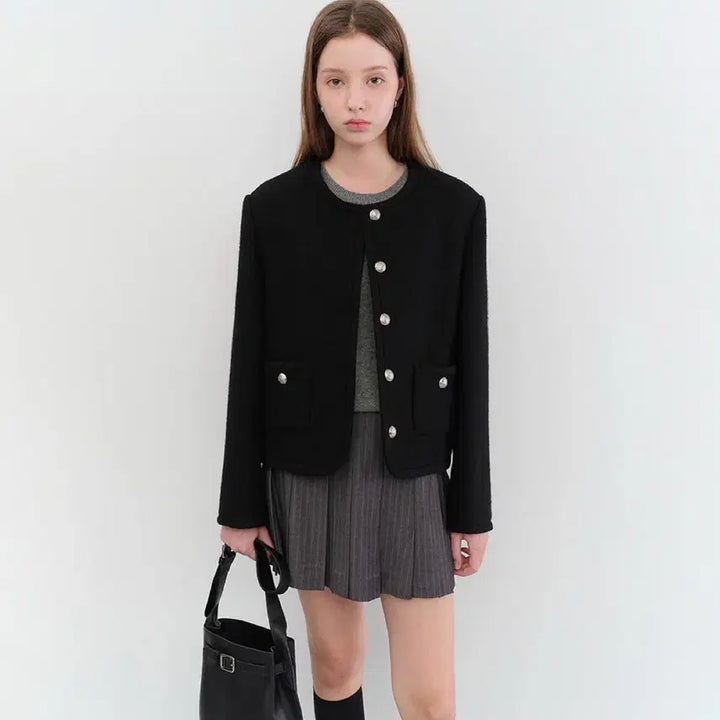 [BUNJANG] Dunst Classic Tweed Jacket Black S / 던스트 클래식 트위드 자켓 블랙 S