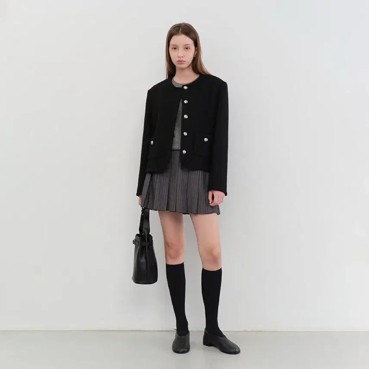 [BUNJANG] Dunst Classic Tweed Jacket Black S / 던스트 클래식 트위드 자켓 블랙 S