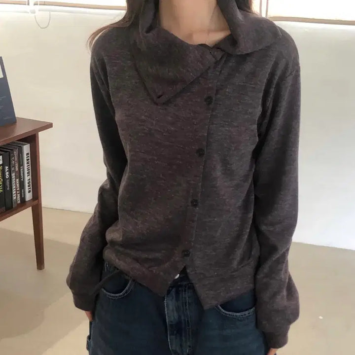 [BUNJANG] Slanted Button Cardigan / 사선 단추 가디건