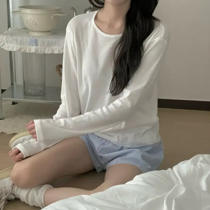 [BUNJANG] Basic Long Sleeve T-shirt / 3col) 새상품 라운드넥 면 폴리 루즈핏 긴팔티 긴팔 티셔츠 기본티