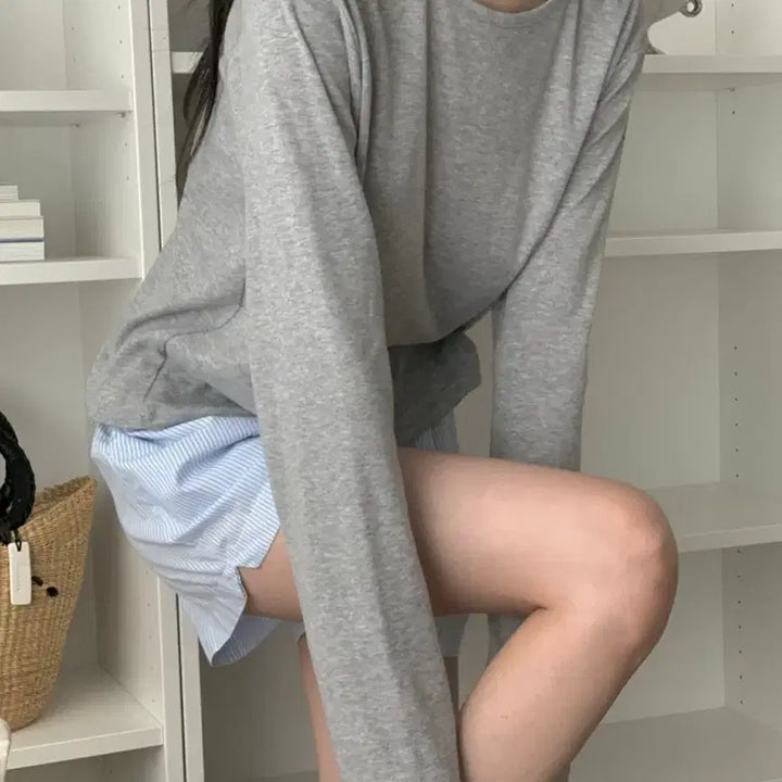 [BUNJANG] Basic Long Sleeve T-shirt / 3col) 새상품 라운드넥 면 폴리 루즈핏 긴팔티 긴팔 티셔츠 기본티