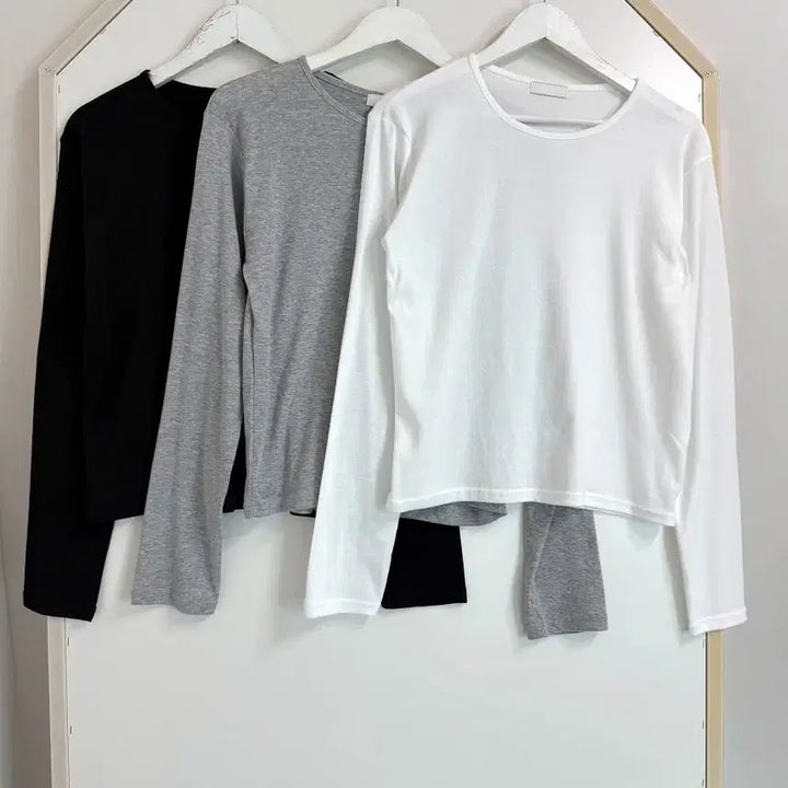 [BUNJANG] Basic Long Sleeve T-shirt / 3col) 새상품 라운드넥 면 폴리 루즈핏 긴팔티 긴팔 티셔츠 기본티