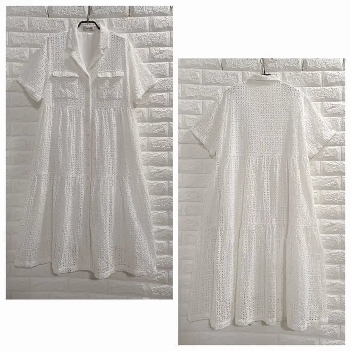[SOLD OUT] 면펀칭 화이트 카라 롱원피스