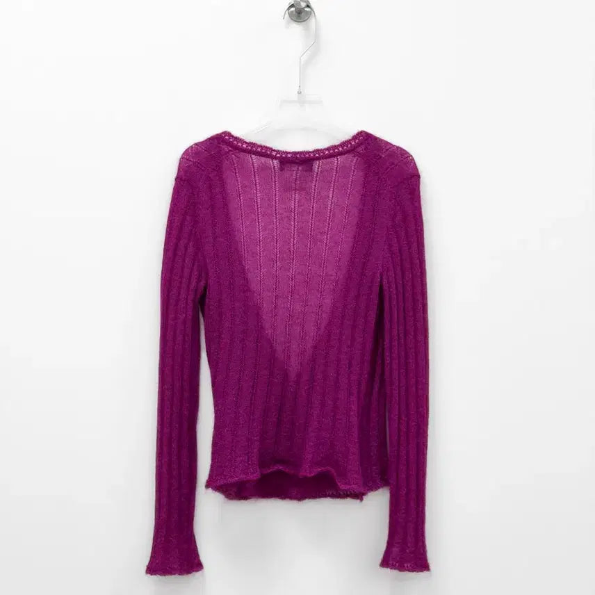 [BUNJANG] Chanel Mohair Blend Wrap Cardigan / 샤넬 마젠타 핑크 모헤어 블렌드 랩 가디건 40