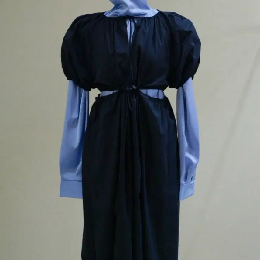 [BUNJANG] Neuadult Silky Blue 2-Way High Neck Blouse Shirt / neuadult 노이어덜트 실키 블루 2way 하이넥 블라우스 셔츠