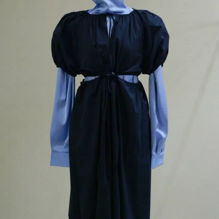 [BUNJANG] Neuadult Silky Blue 2-Way High Neck Blouse Shirt / neuadult 노이어덜트 실키 블루 2way 하이넥 블라우스 셔츠