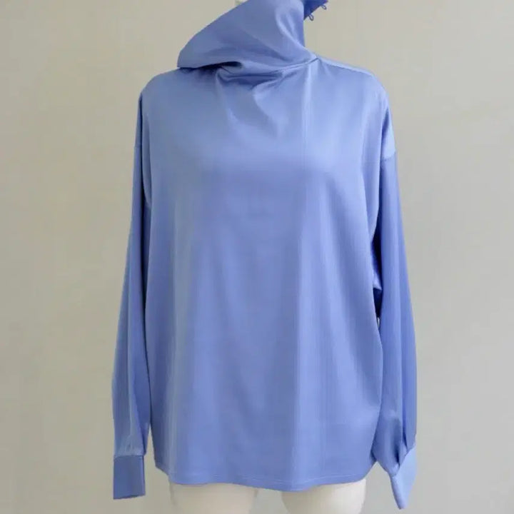 [BUNJANG] Neuadult Silky Blue 2-Way High Neck Blouse Shirt / neuadult 노이어덜트 실키 블루 2way 하이넥 블라우스 셔츠