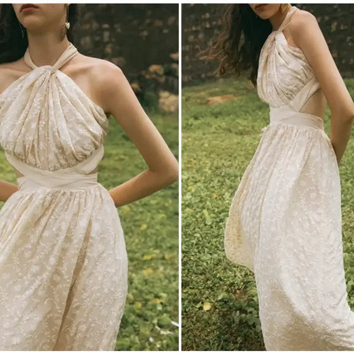 [BUNJANG] GUKA Holler Dress - Ivory/Apricot - Size L / 구카 홀럽 여신 원피스 착용컷 있음 L사이즈