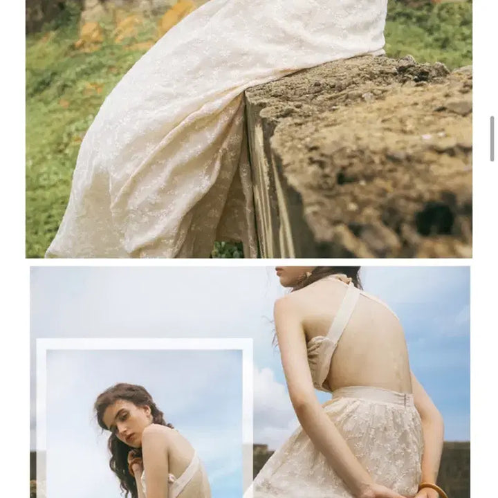 [BUNJANG] GUKA Holler Dress - Ivory/Apricot - Size L / 구카 홀럽 여신 원피스 착용컷 있음 L사이즈