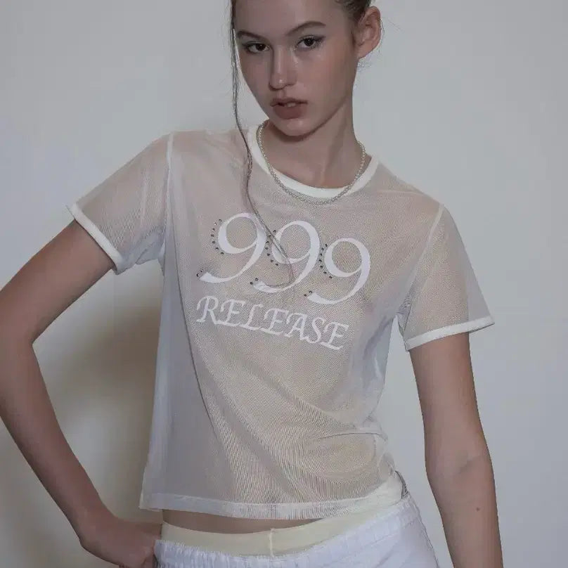 [BUNJANG] Sculptor Sheer Crop Top T-shirt / 스컬프터) 시스루 크롭 탑 티셔츠