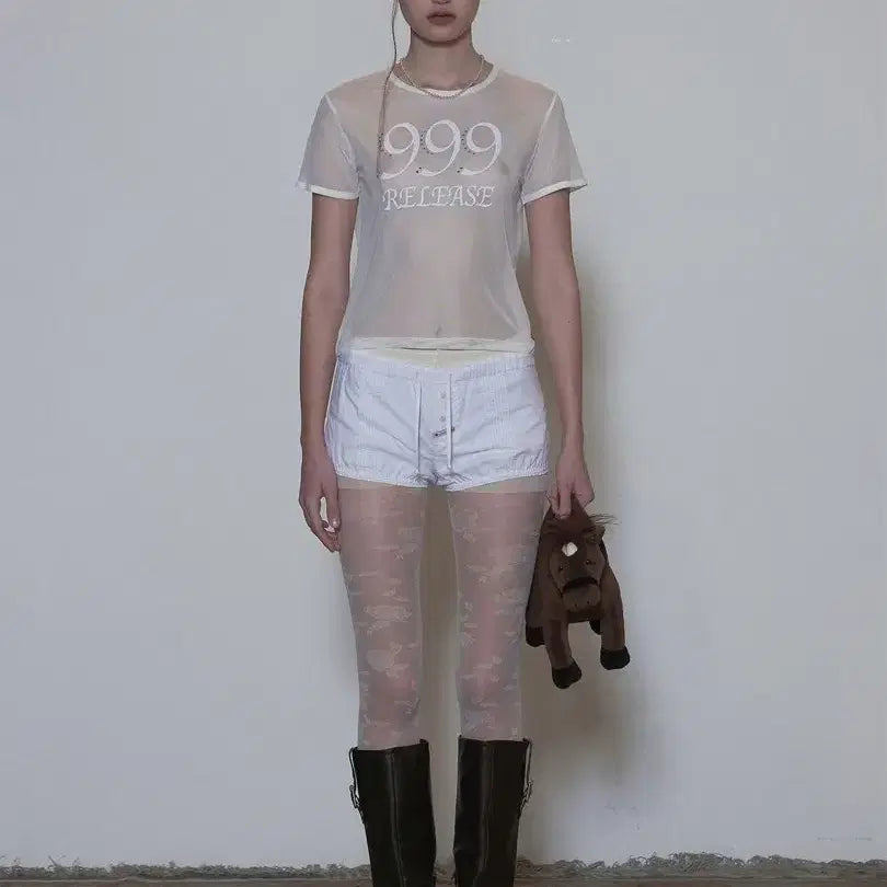 [BUNJANG] Sculptor Sheer Crop Top T-shirt / 스컬프터) 시스루 크롭 탑 티셔츠