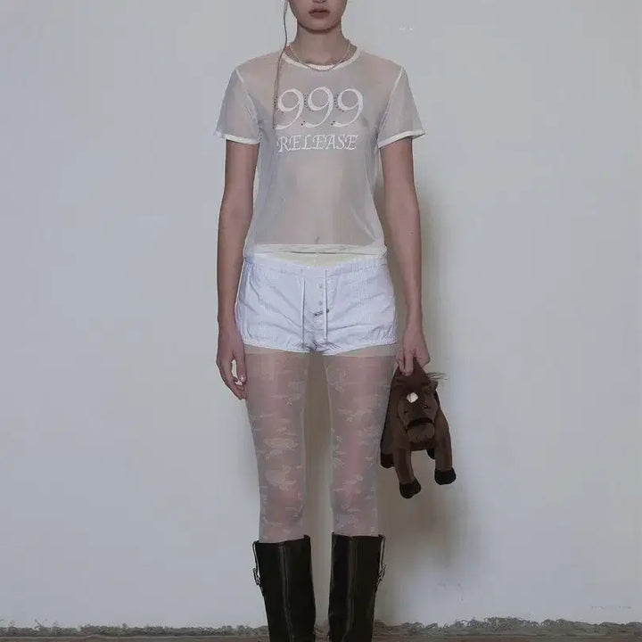 [BUNJANG] Sculptor Sheer Crop Top T-shirt / 스컬프터) 시스루 크롭 탑 티셔츠