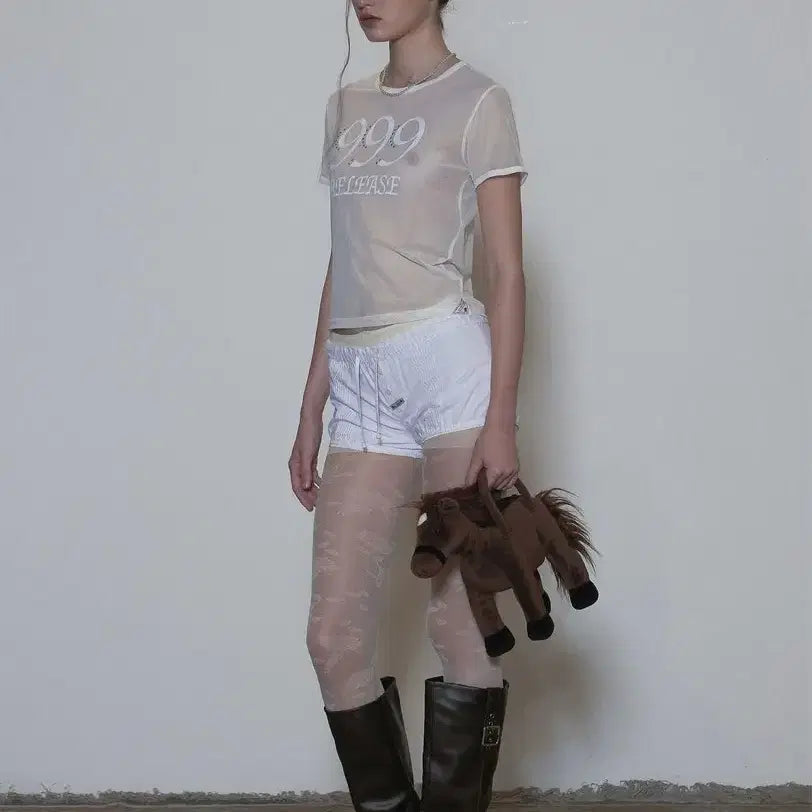 [BUNJANG] Sculptor Sheer Crop Top T-shirt / 스컬프터) 시스루 크롭 탑 티셔츠
