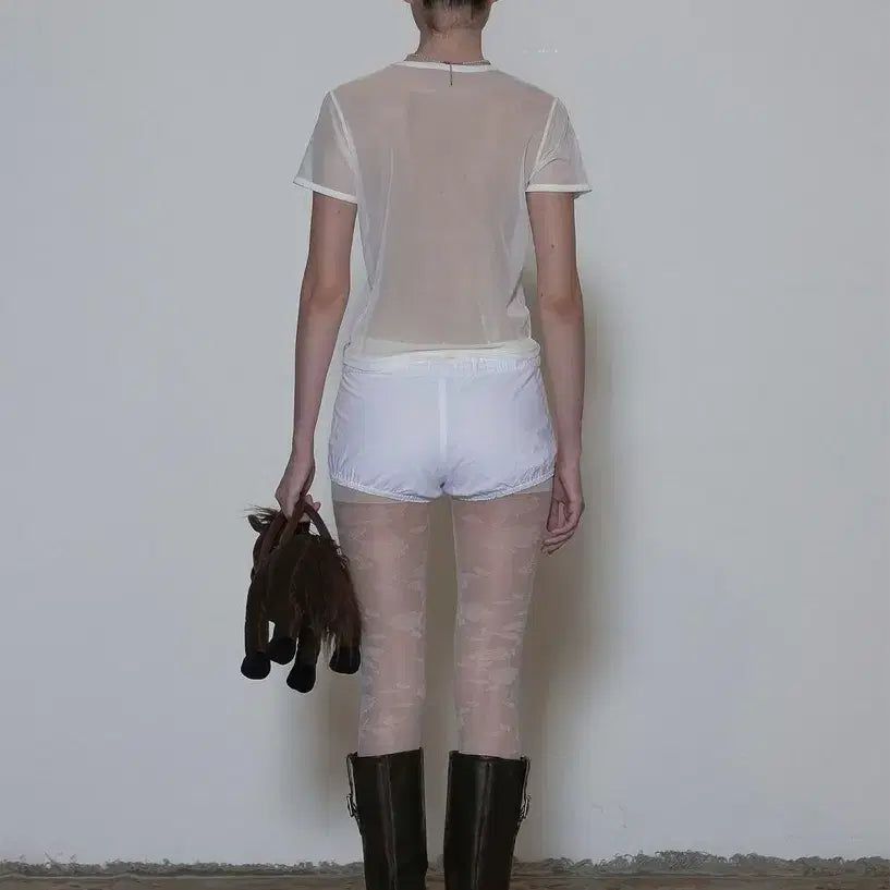 [BUNJANG] Sculptor Sheer Crop Top T-shirt / 스컬프터) 시스루 크롭 탑 티셔츠