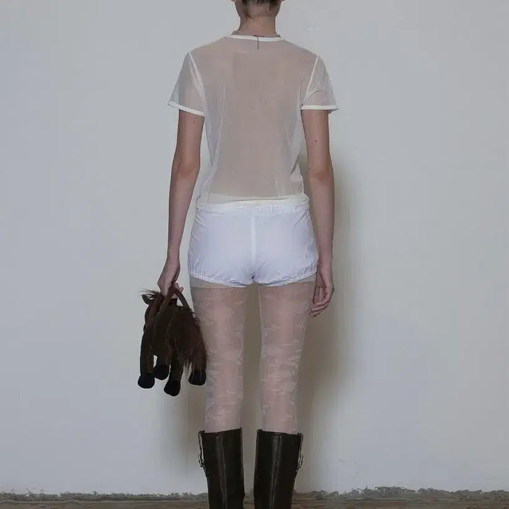 [BUNJANG] Sculptor Sheer Crop Top T-shirt / 스컬프터) 시스루 크롭 탑 티셔츠