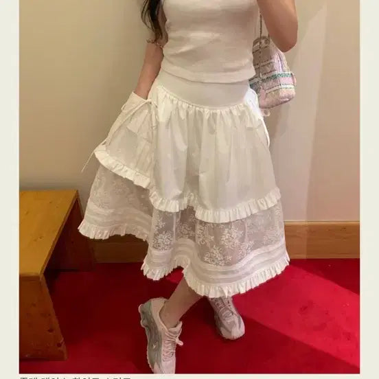 [SOLD OUT] seooocookie 튤레 레이스 화이트 스커트 서쿠키