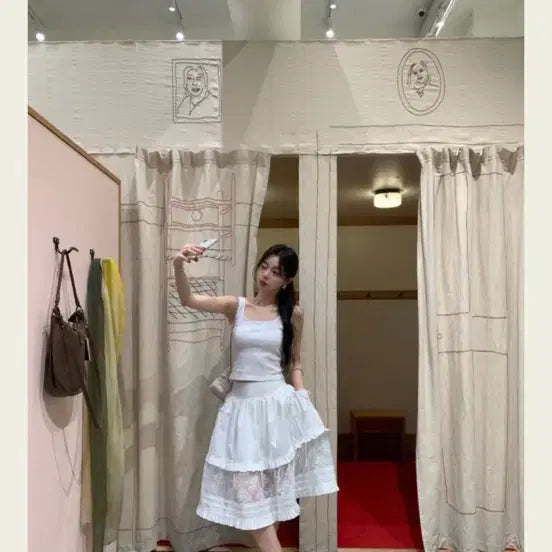 [SOLD OUT] seooocookie 튤레 레이스 화이트 스커트 서쿠키