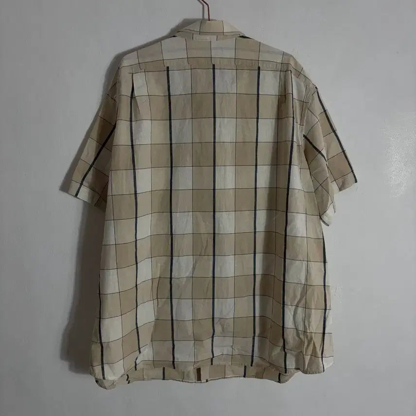 [SOLD OUT] Eddie Bauer 베이지 반팔 체크 셔츠(2XL)