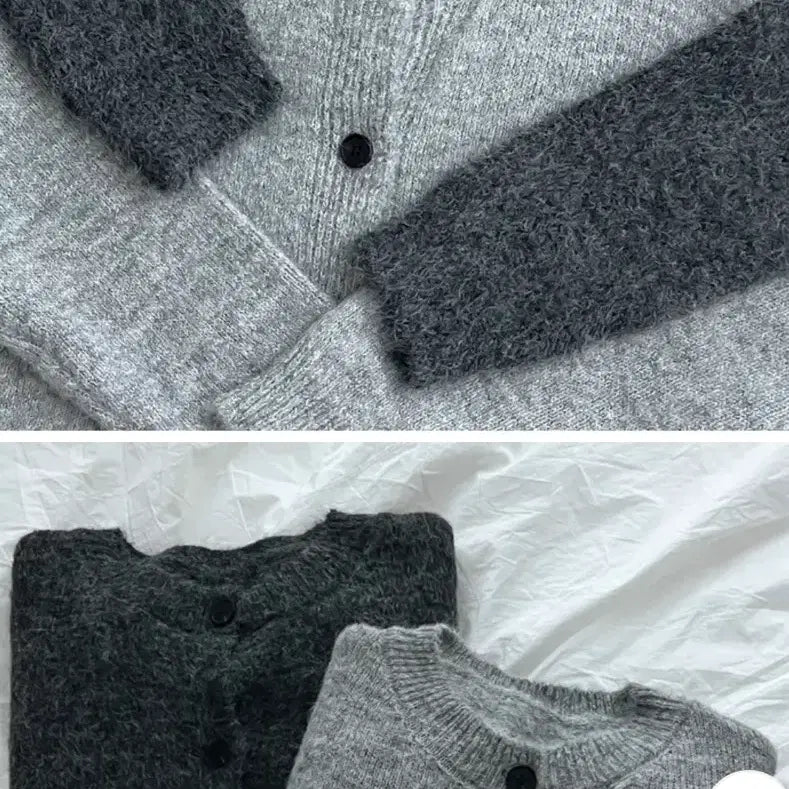 [BUNJANG] Ably Note Loose Fit Knit Cardigan Charcoal / 에이블리 노트 루즈핏 니트 가디건 차콜