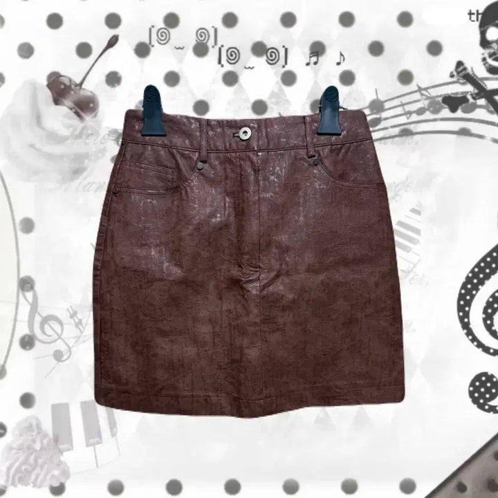 [BUNJANG] Y2K Brown Leather Skirt / y2k 펑크 브라운 레더스커트