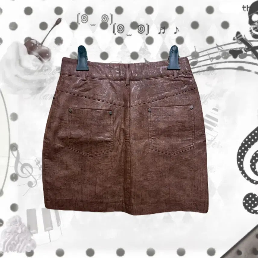[BUNJANG] Y2K Brown Leather Skirt / y2k 펑크 브라운 레더스커트