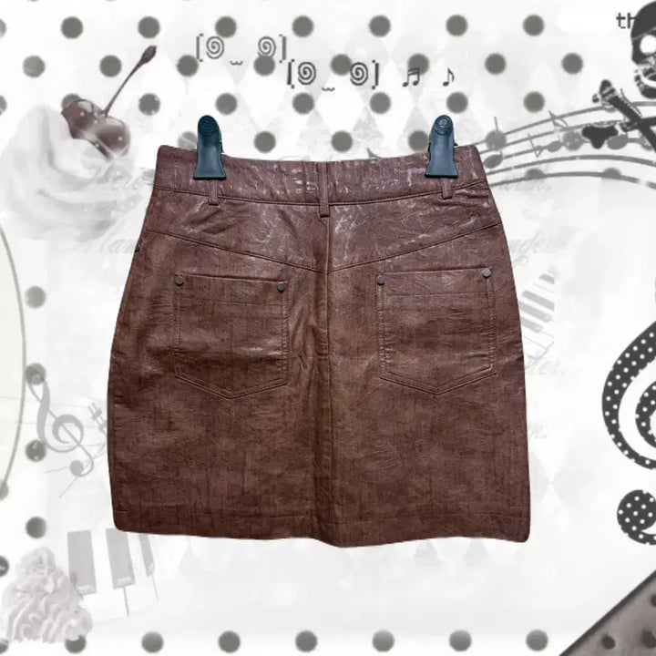 [BUNJANG] Y2K Brown Leather Skirt / y2k 펑크 브라운 레더스커트