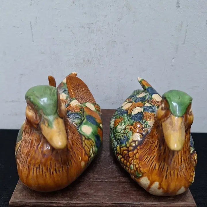 [BUNJANG] Chinese Antique Tri-Color Mandarin Duck Pair / 중국도자기,골동품,삼채원앙한쌍