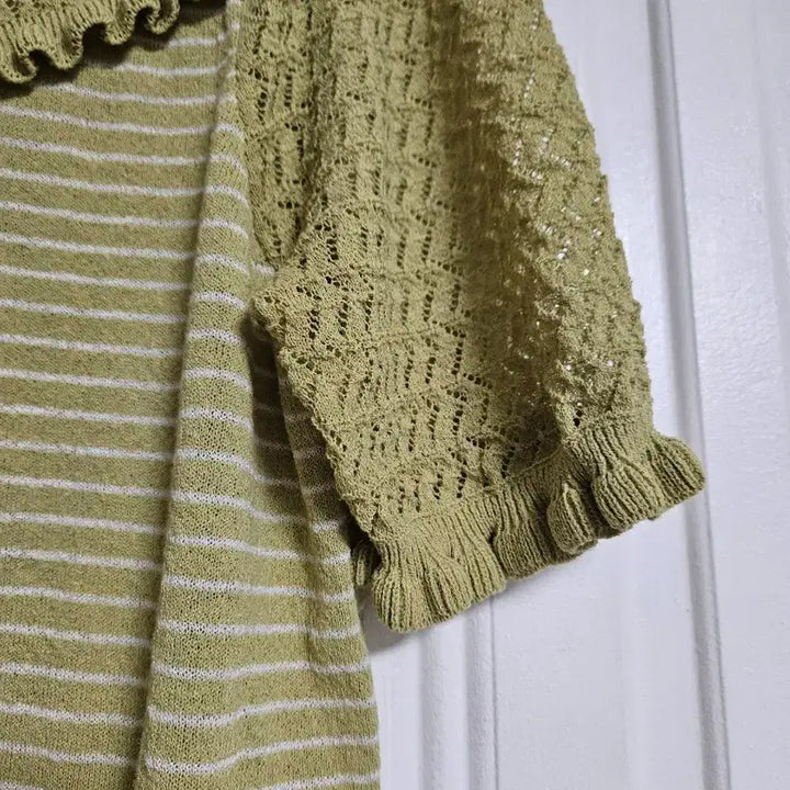 [BUNJANG] THE IZZAT Ruffle Detail Knit Blouse / 더아이잗 프릴프릴 러플 상태짱좋음 니트 스웨터 반팔티셔츠 블라우스