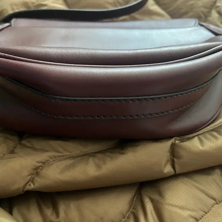 [BUNJANG] Aigner Leather Crossbody Bag - Burgundy / 아이그너 가죽 크로스백 버건디