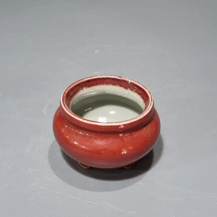 [BUNJANG] Oxblood Glaze Tripod Incense Burner / 홍유삼족향로 필세. 고6지름9