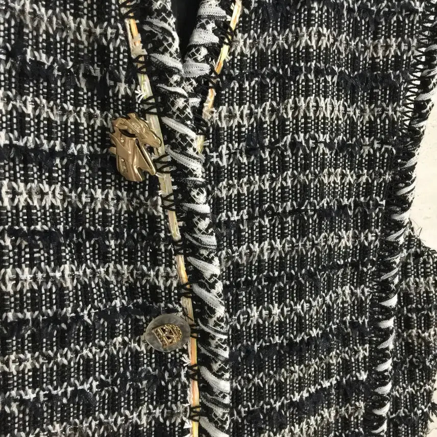 [SOLD OUT] OBZEE 오브제 트위드 조끼 블랙 55