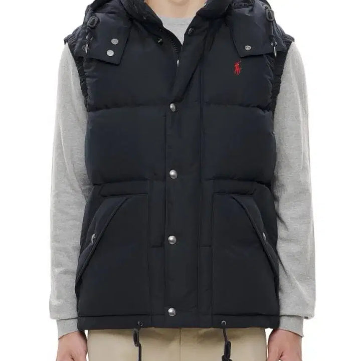 [BUNJANG] Polo Ralph Lauren Hooded Padded Vest Black / 폴로 랄프로렌 후드 패딩 조끼 블랙
