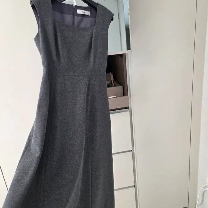 [BUNJANG] 11AM Square Neck Gray Long Dress / 11AM 스퀘어넥그레이 원피스
