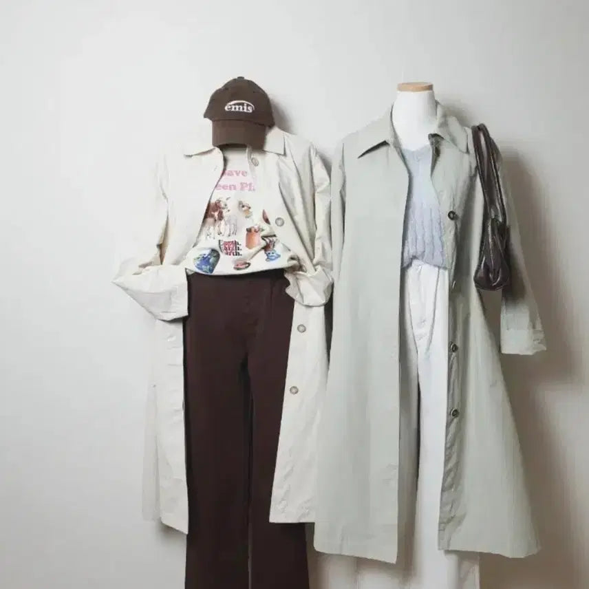 [BUNJANG] Naincob Cream Beige Single Trench Coat / (새) 싱글 트렌치 코트