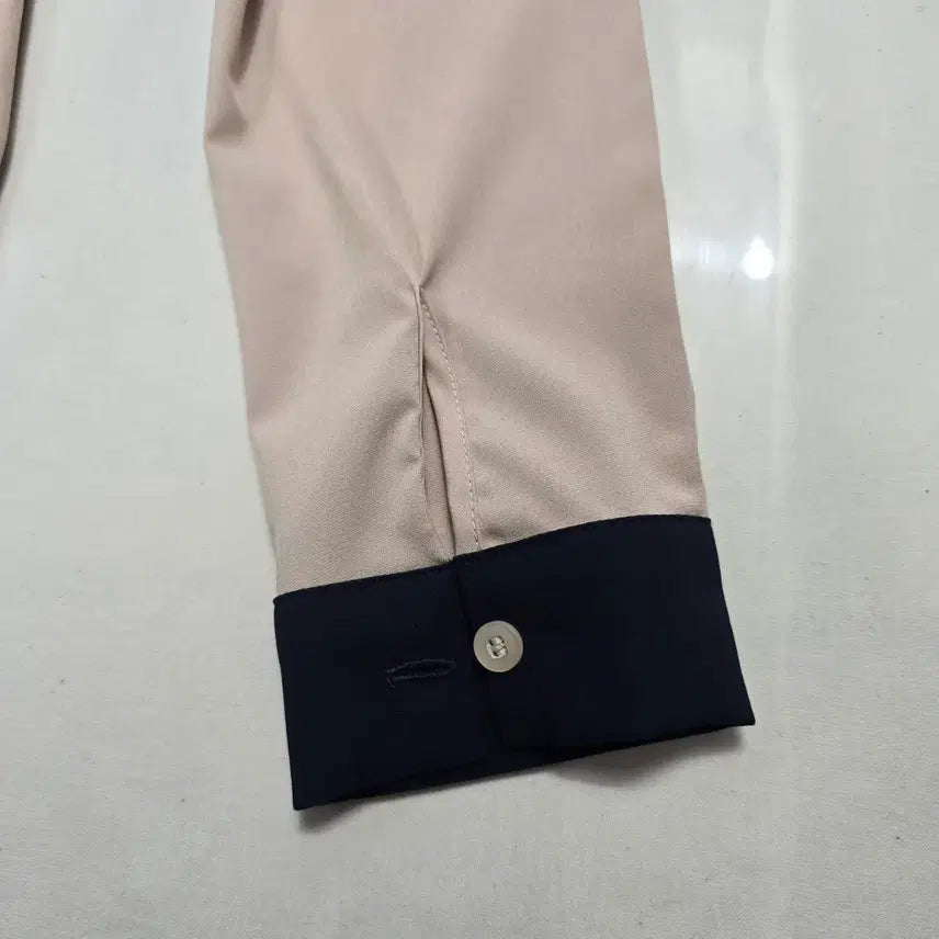[BUNJANG] 0451 Beige Color Block Long Sleeve Shirt / 0451 배색 카라 긴팔 셔츠 베이지 85