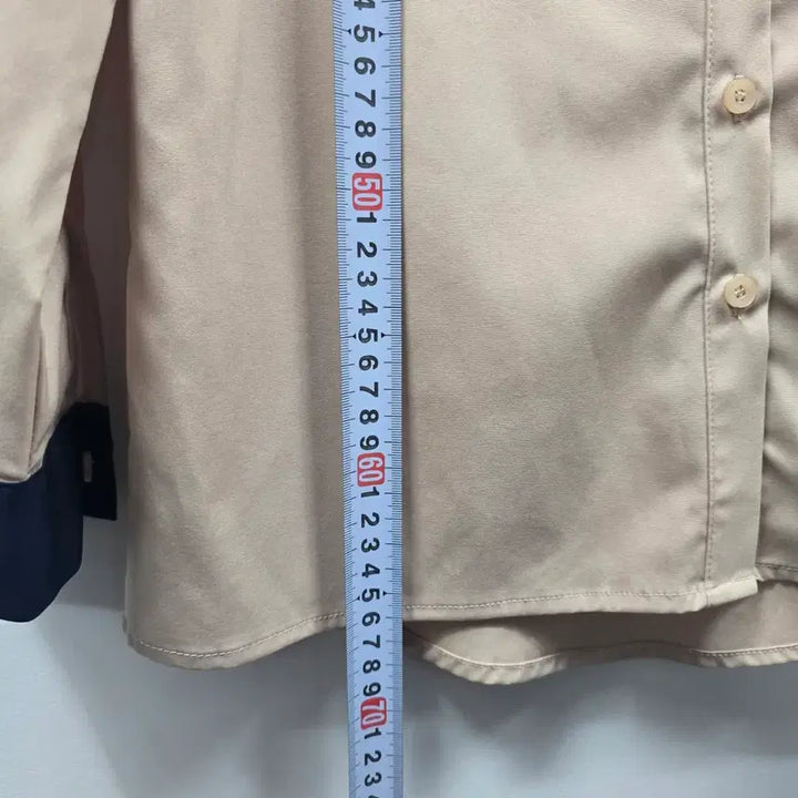 [BUNJANG] 0451 Beige Color Block Long Sleeve Shirt / 0451 배색 카라 긴팔 셔츠 베이지 85