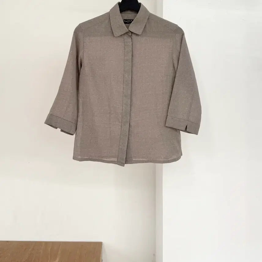 [BUNJANG] Margaret Howell Stone Linen Short Sleeve Button Shirt / 마가렛 호웰 스톤 린넨 숏 슬리브 버튼 셔츠