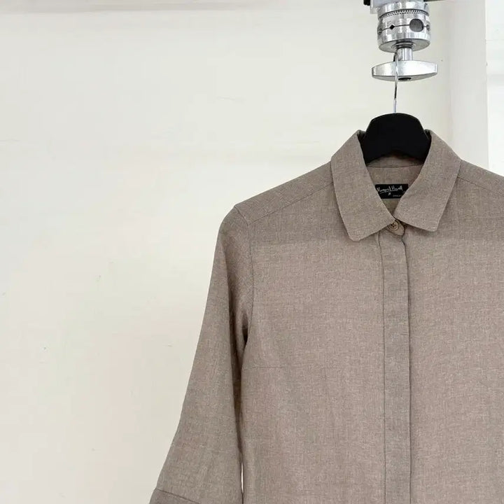 [BUNJANG] Margaret Howell Stone Linen Short Sleeve Button Shirt / 마가렛 호웰 스톤 린넨 숏 슬리브 버튼 셔츠